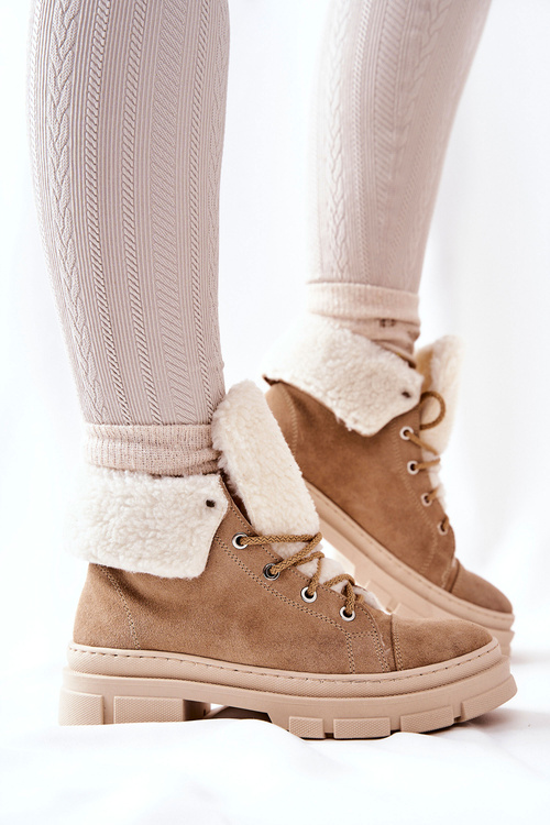 Boots Trappers Warmed Tied Beige Karley