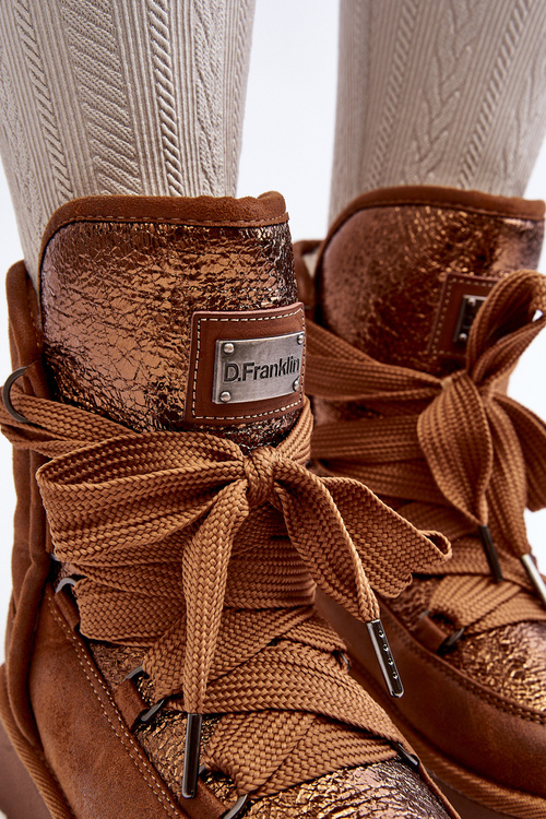 Śniegowce Damskie Wiązane Brązowe D.Franklin DFSH370006