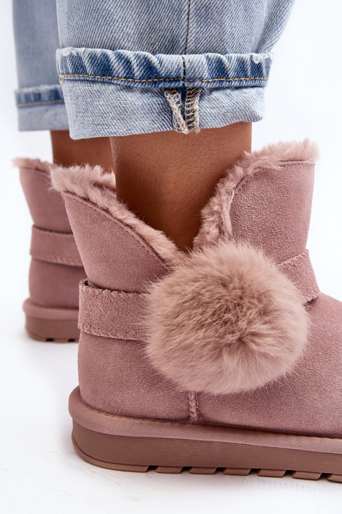 Pink Women's Suede Snow Boots with Cutouts Eraclio