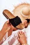 Classic Suede Slippers With Beaded Black Vayana