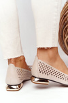 Openwork Loafers On Gold Heels Vinceza 21-10602 Gold