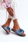 Women's Blue Suede Cork Platform Sandals Jaihini