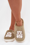 Furry Slippers With Bear Green Noralie