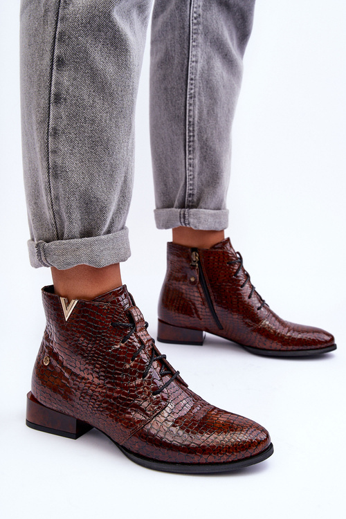 Botki Damskie Skóra Brązowe Maciejka 5743C-02