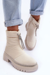 Decorated Ankle Boots with Flat Heel Light Beige Plotia 
