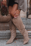 Slip-on women's boots with heel made of eco suede beige Noretta