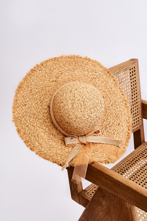 Women's Straw Hat with Jute Bow Beige