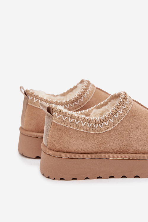 Dziecięce Śniegowce Haft Platforma Beżowe Prina