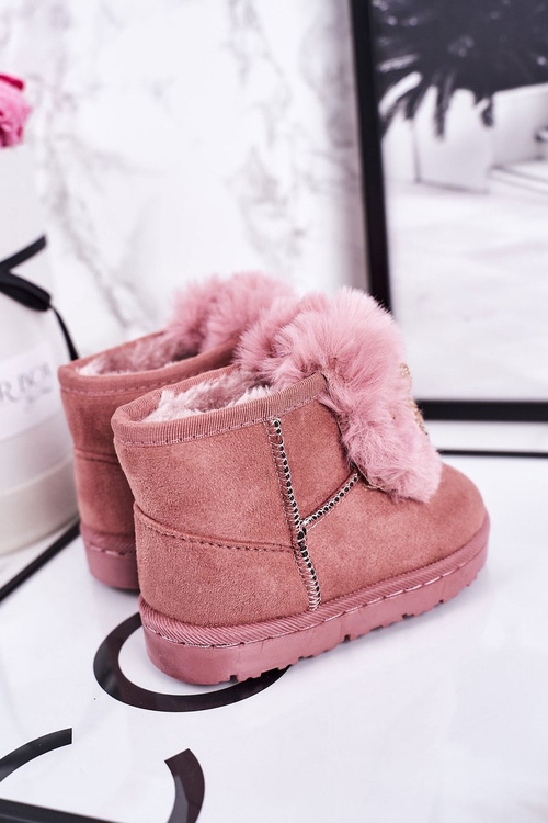Children's Snow Boots Insulated With Fur Suede Pink Amelia
