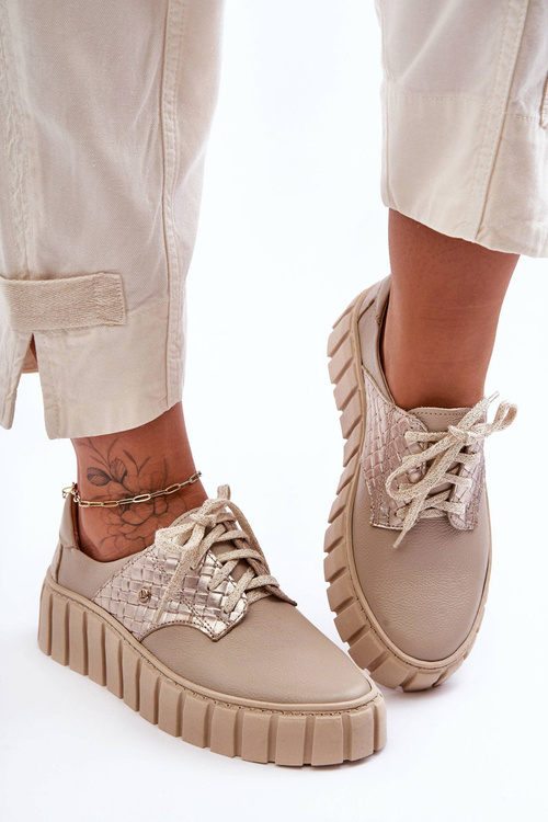 Leather Platform Half Shoes Beige Hypnosis