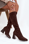 Women's Heeled Boots with Stitching Chocolate Celandine
