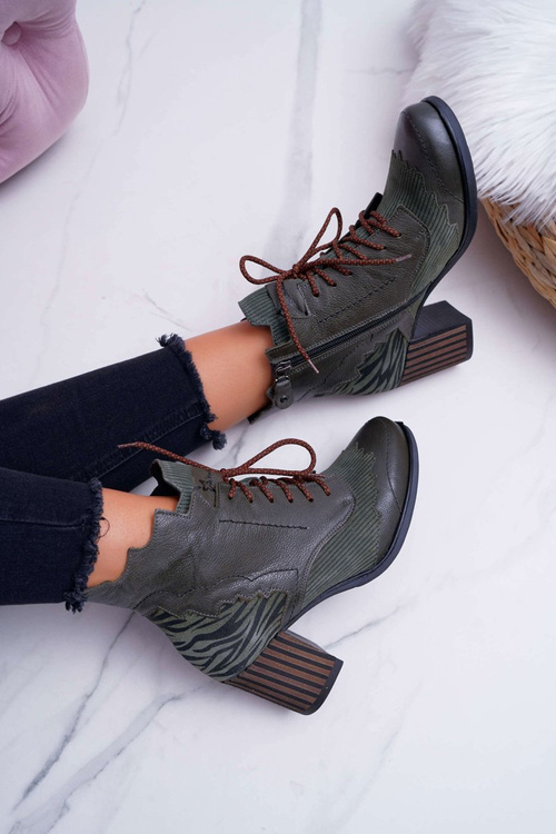 Women's Leather Boots Maciejka Green 03190-09
