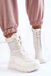 Women's Lace-up Snow Boots On The Platform White and Beige Anubi