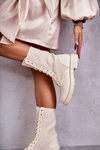 Women's Boots With A Sock On A Flat Heel Beige Liam