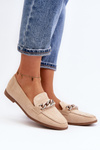 Women's Loafers with Chain Beige Ambrise