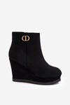 Women's Wedge Boots With Small Decoration Black Bertolina