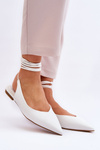 Women's Tied Pointed Ballerinas White Turriso