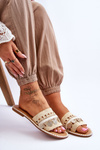 Women's Braided Embellished Slippers Beige Millano