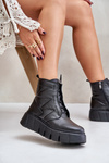 Zazoo 60472 Leather Ankle Boots On Platform And Wedge Black
