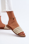 Women's Sandals with Weave on Flat Sole Beige Radians
