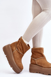 Leather Women's Boots on Chunky Sole Camel Zazoo 3424