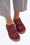 Leather Women's Loafers with Stitching Artiker 57C2111 Burgundy