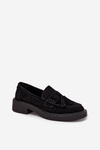 Women's Suede Loafers with Fringes D&A TW107 Black