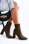 Women's Material Boots On Heel Khaki Amile