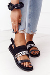 Women's Suede Sandals Black-Silver Asturia
