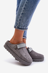 Women's Warm Slippers With Fur On Platform Gray Azida