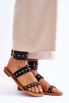Unique Women's Sandals With Studs Black Selina