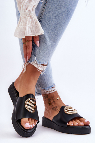 Women's Slippers With Decoration Black Secrets