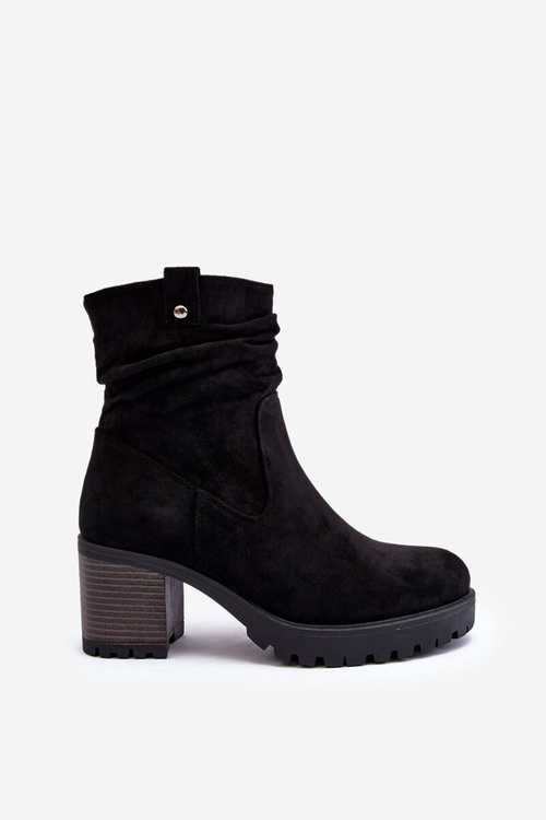 Suede Wrinkled Boots Black Melseo