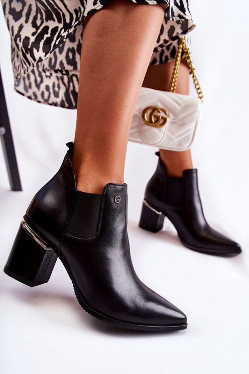 Leather Boots On High Heel Laura Messi 2506 Black