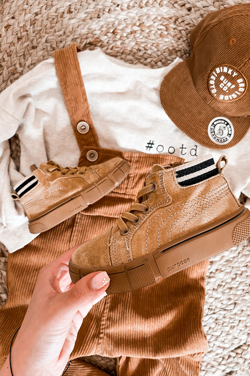 Children's High-top Sneakers With A Zipper Camel Boone