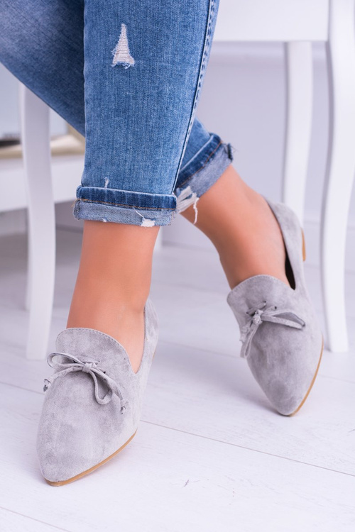 Lu Boo Grey Ballerina Pointed Lords Lace-ups Feliciano Suede