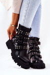 Strapless Worker Boots with studs Black Brenna