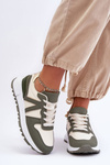 Leather Women's Sports Shoes Green-Beige Kabama