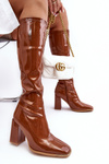 High Heel Patent Leather Boots Black Nizo