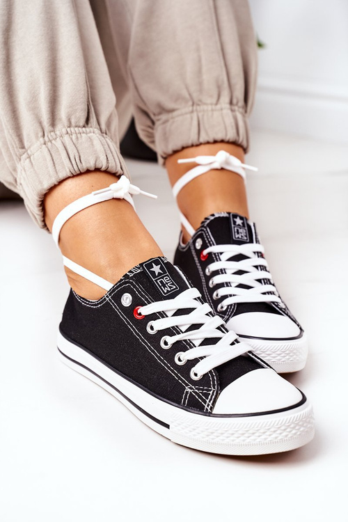 Women's Classic Sneakers Black With White Sole Ecoma