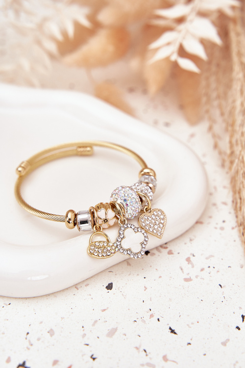 Damska Bransoletka Zawieszkami Charms Złota