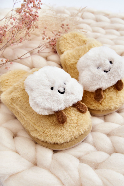 Children's Warm Slippers With Fur Yellow Rubee