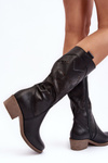 Leather Boots with Lacy Pattern Black Sierra