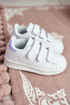 Children's Sports Velcro Shoes White Silver Fifi