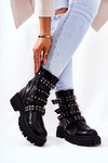 Strapless Worker Boots with studs Black Brenna