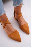Women's Suede Ballerinas Spike Camel Vontare