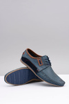 Navy Blue Lace-up Polish Leather Men's Mokassins Teodoro