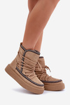 Women's Snow Boots With Embroidery On Platform Brown Naleris