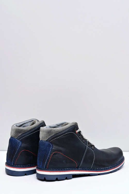 Navy Blue Men's Leather Warmed Teslo Boots