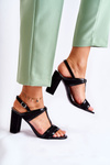 Fashionable Leather Sandals On A Bar Black Passion
